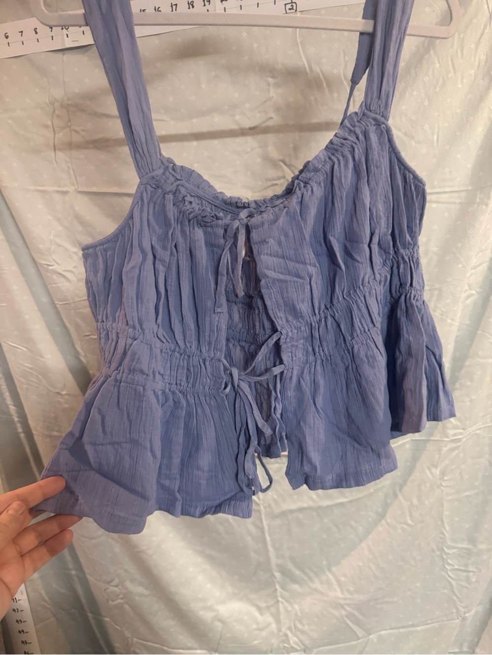 Free People Lavender Smocked Tie-Front Tank